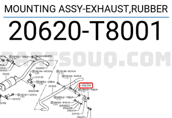 Nissan 20620T8001 MOUNTING ASSY-EXHAUST,RUBBER