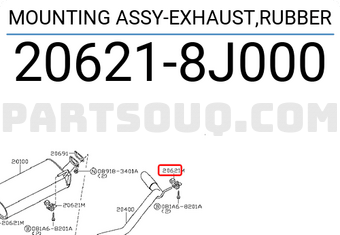 Nissan 206218J000 MOUNTING ASSY-EXHAUST,RUBBER