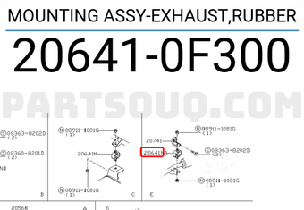 Nissan 206410F300 MOUNTING ASSY-EXHAUST,RUBBER
