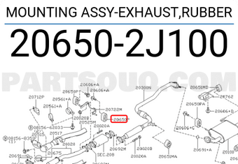 Nissan 206502J100 MOUNTING ASSY-EXHAUST,RUBBER