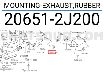 Nissan 206512J200 MOUNTING-EXHAUST,RUBBER