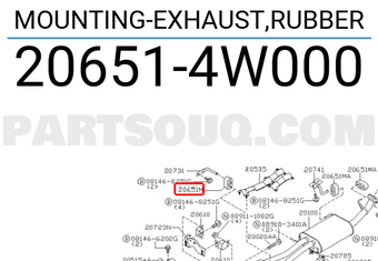 Nissan 206514W000 MOUNTING-EXHAUST,RUBBER
