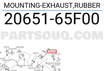Nissan 2065165F00 MOUNTING-EXHAUST,RUBBER