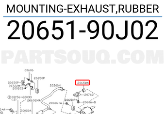 Nissan 2065190J02 MOUNTING-EXHAUST,RUBBER