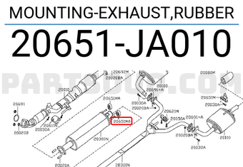 Nissan 20651JA010 MOUNTING-EXHAUST,RUBBER