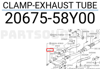 Nissan 2067558Y00 CLAMP-EXHAUST TUBE