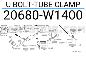 Nissan 20680W1400 U BOLT-TUBE CLAMP