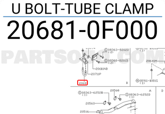 Nissan 206810F000 U BOLT-TUBE CLAMP
