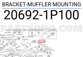 Nissan 206921P100 BRACKET-MUFFLER MOUNTING