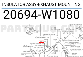 Nissan 20694W1080 INSULATOR ASSY-EXHAUST MOUNTING