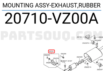 Nissan 20710VZ00A MOUNTING ASSY-EXHAUST,RUBBER