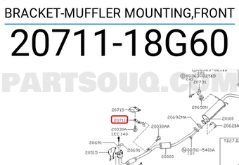 Nissan 2071118G60 BRACKET-MUFFLER MOUNTING,FRONT