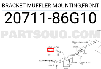 Nissan 2071186G10 BRACKET-MUFFLER MOUNTING,FRONT