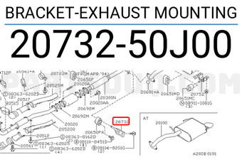 Nissan 2073250J00 BRACKET-EXHAUST MOUNTING