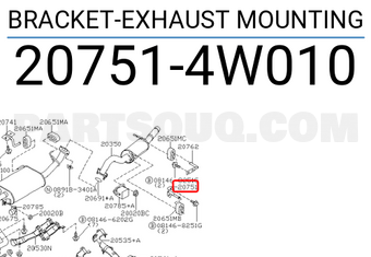 Nissan 207514W010 BRACKET-EXHAUST MOUNTING