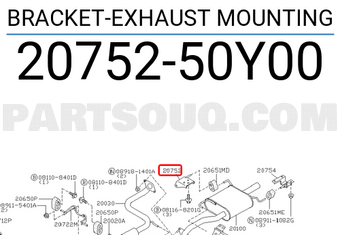 Nissan 2075250Y00 BRACKET-EXHAUST MOUNTING