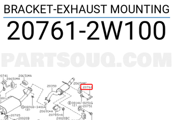 Nissan 207612W100 BRACKET-EXHAUST MOUNTING