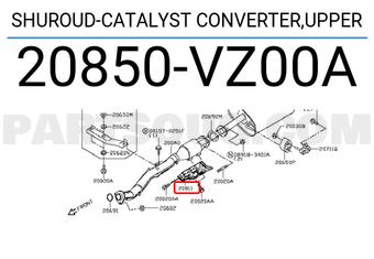 Nissan 20850VZ00A SHUROUD-CATALYST CONVERTER,UPPER