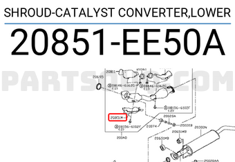 Nissan 20851EE50A SHROUD-CATALYST CONVERTER,LOWER
