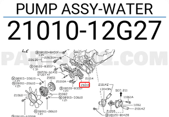 Nissan 2101012G27 PUMP ASSY-WATER