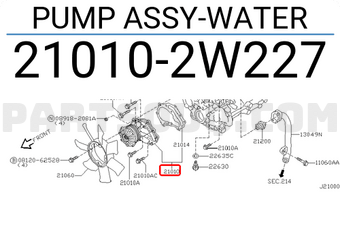 Nissan 210102W227 PUMP ASSY-WATER
