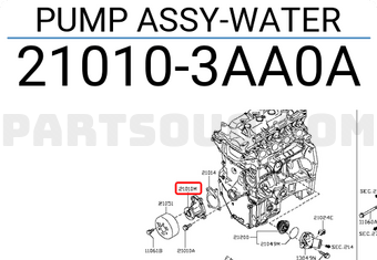Nissan 210103AA0A PUMP ASSY-WATER