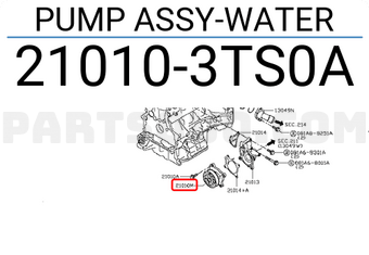 Nissan 210103TS0A PUMP ASSY-WATER