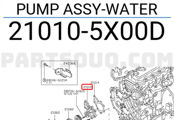 Nissan 210105X00D PUMP ASSY-WATER