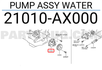 Nissan 21010AX000 PUMP ASSY WATER