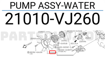 Nissan 21010VJ260 PUMP ASSY-WATER