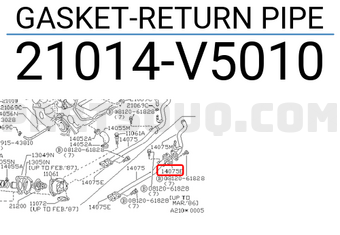 Nissan 21014V5010 GASKET-RETURN PIPE