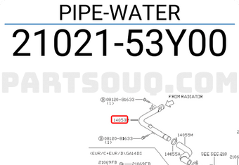 Nissan 2102153Y00 PIPE-WATER