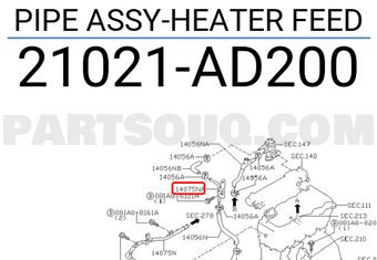 Nissan 21021AD200 PIPE ASSY-HEATER FEED