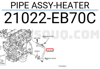 Nissan 21022EB70C PIPE ASSY-HEATER