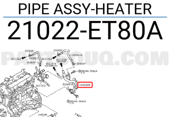 Nissan 21022ET80A PIPE ASSY-HEATER