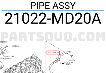 Nissan 21022MD20A PIPE ASSY