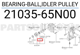 Nissan 2103565N00 BEARING-BALL,IDLER PULLEY