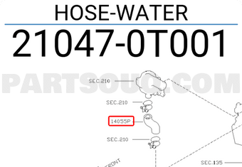Nissan 210470T001 HOSE-WATER