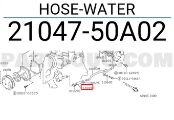 Nissan 2104750A02 HOSE-WATER