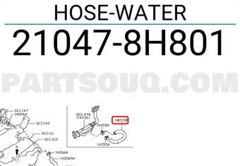 Nissan 210478H801 HOSE-WATER