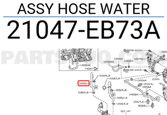 Nissan 21047EB73A ASSY HOSE WATER