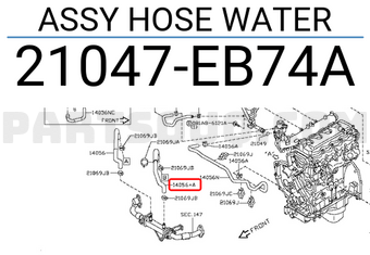 Nissan 21047EB74A ASSY HOSE WATER