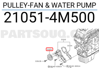 Nissan 210514M500 PULLEY-FAN & WATER PUMP