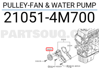 Nissan 210514M700 PULLEY-FAN & WATER PUMP
