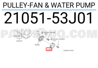 Nissan 2105153J01 PULLEY-FAN & WATER PUMP
