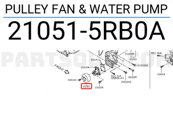 Nissan 210515RB0A PULLEY FAN & WATER PUMP