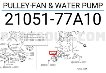 Nissan 2105177A10 PULLEY-FAN & WATER PUMP