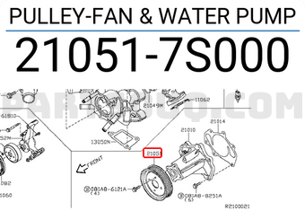 Nissan 210517S000 PULLEY-FAN & WATER PUMP