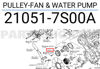 Nissan 210517S00A PULLEY-FAN & WATER PUMP