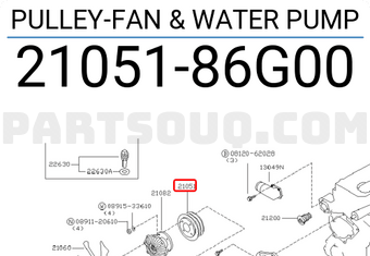 Nissan 2105186G00 PULLEY-FAN & WATER PUMP